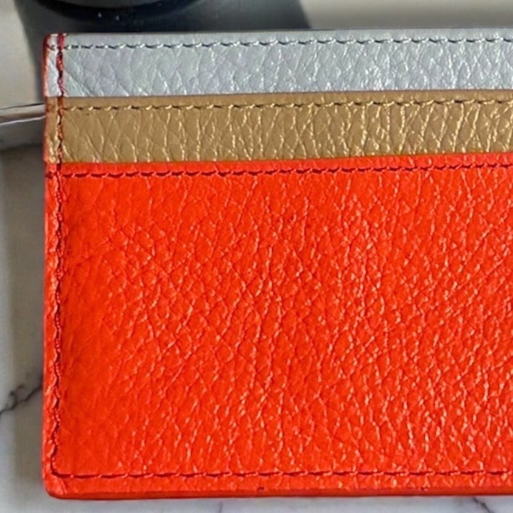 Mundi Margot Genuine Calfskin Leather Card Case Wallet Tri-Color Nordstrom NEW - Picture 5 of 7